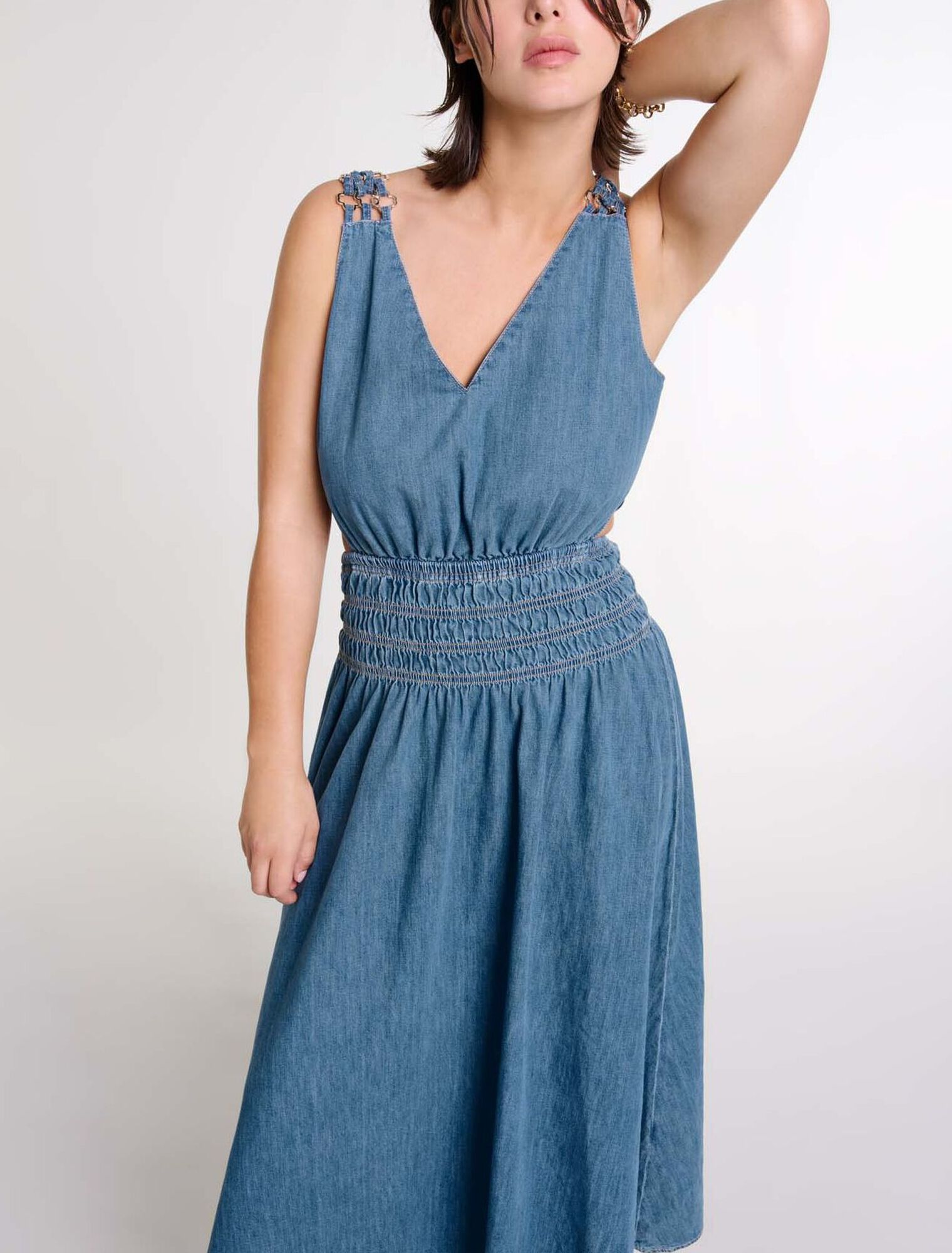 Cutaway denim maxi dress