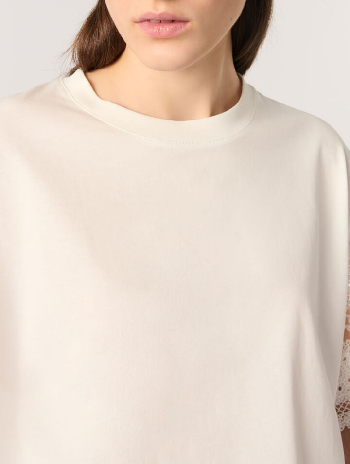 T-shirt with crochet sleeves