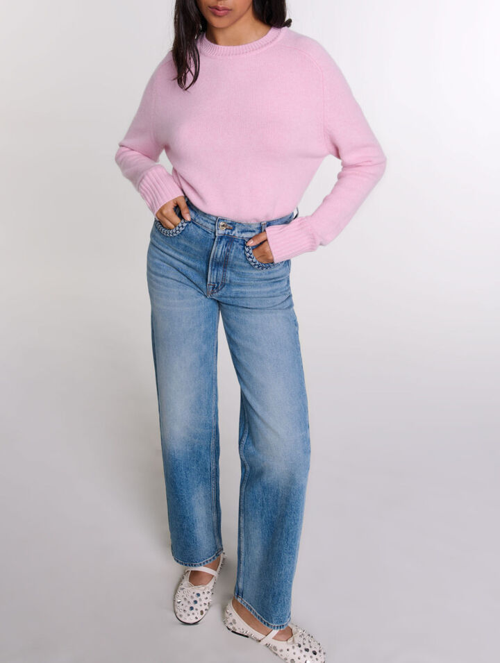 Straight-leg braided detail jeans