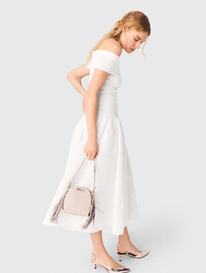 Rib knit bardot-neck top