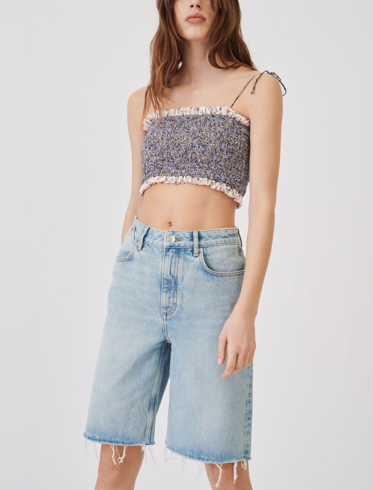 Straight denim shorts
