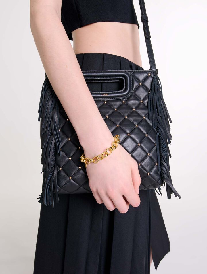 M bag in studded, quilted leather
