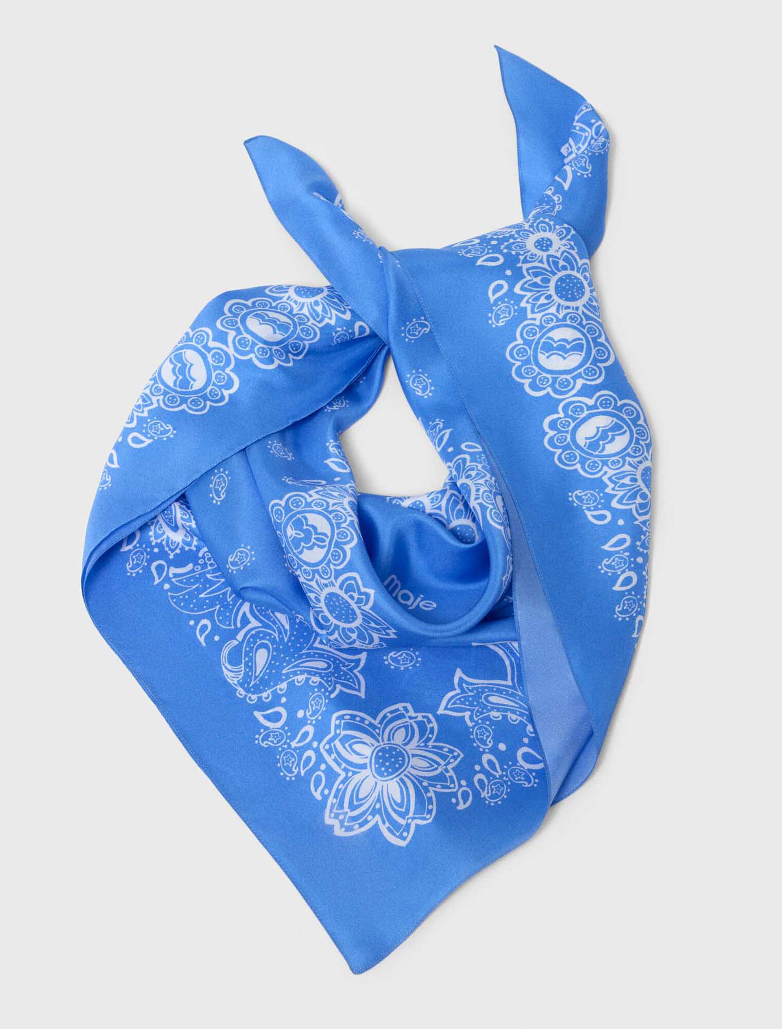 Bandana print silk scarf