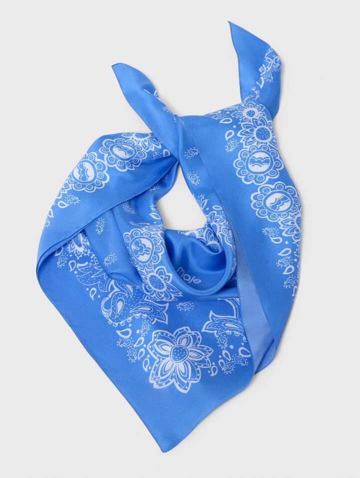 Bandana print silk scarf