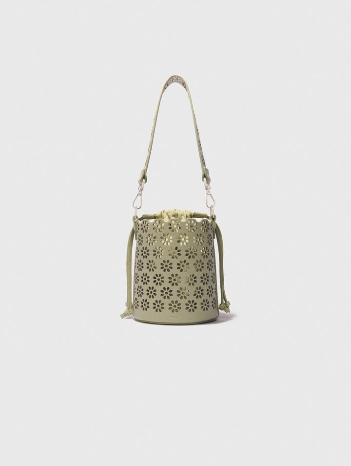 Perforated leather bucket bag