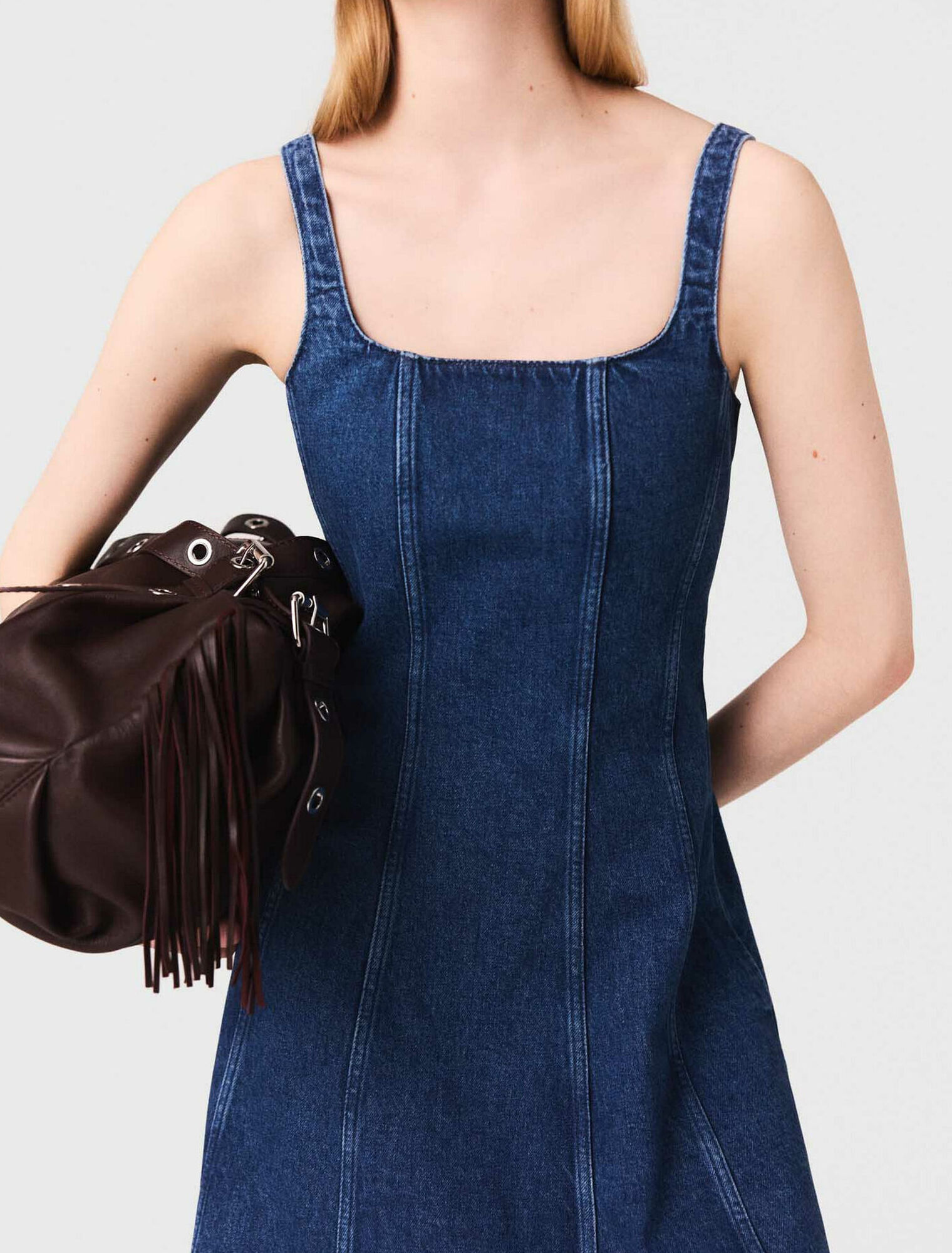 Long denim flared dress