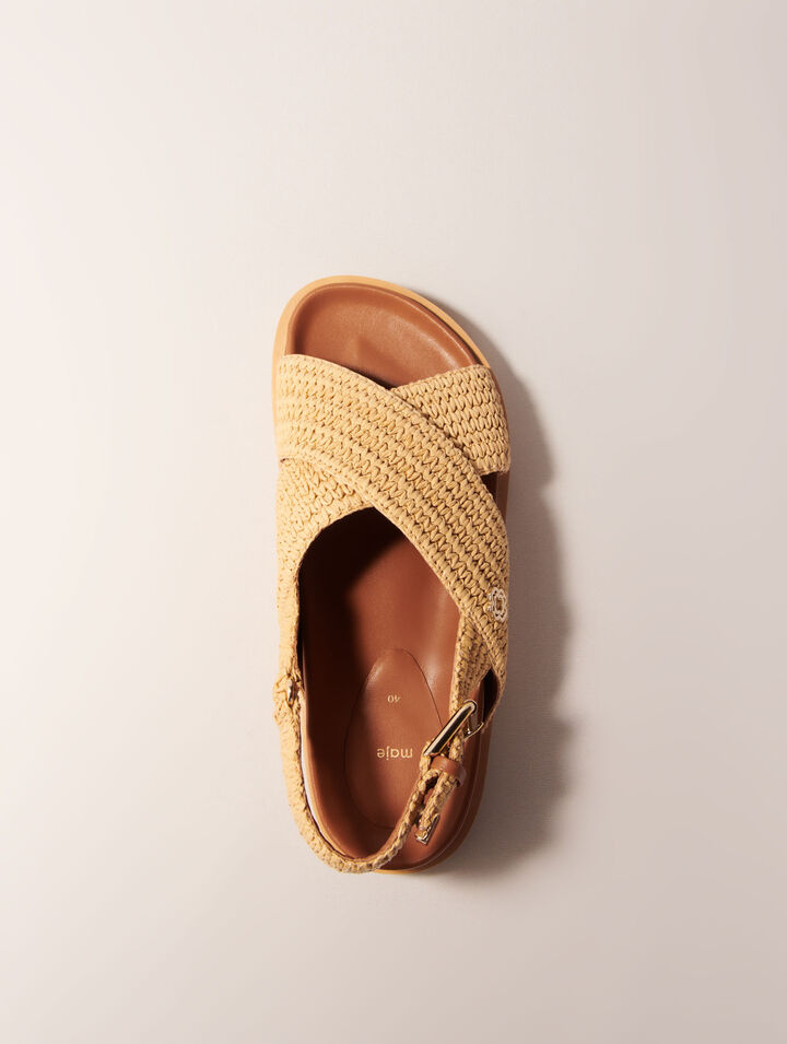 Raffia-effect flat sandals