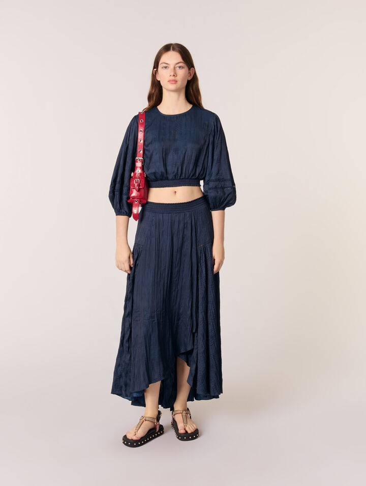 Satin-effect maxi skirt