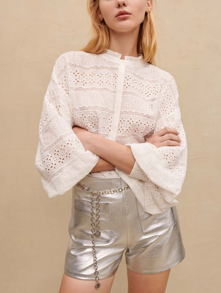 Metallic leather shorts
