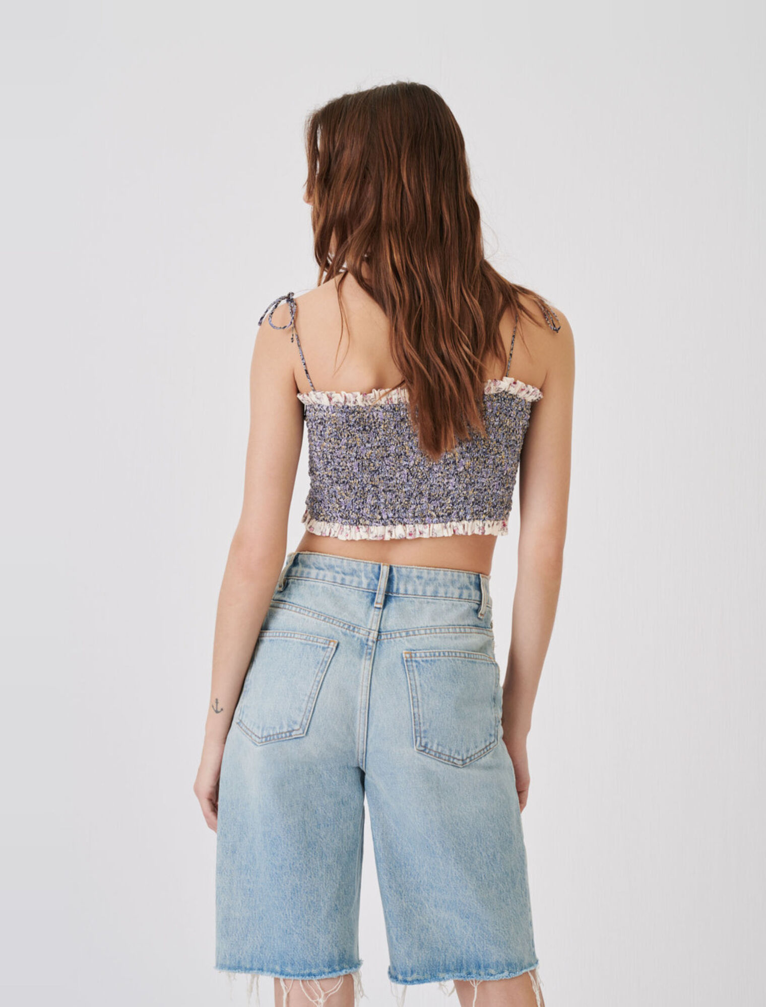 Straight denim shorts