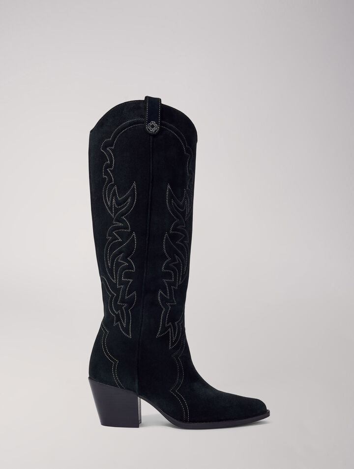 Suede cowboy boots