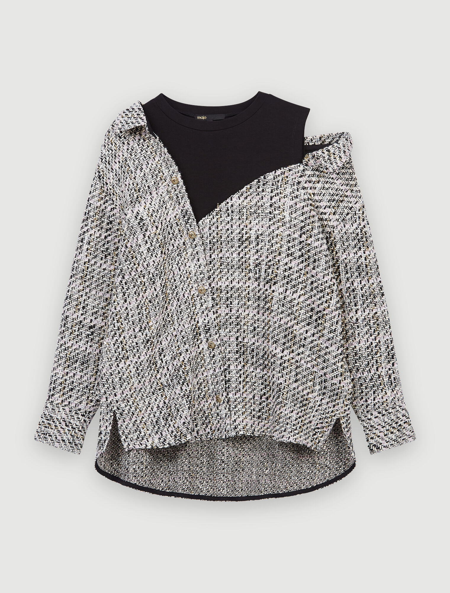 Trompe-l'oeil tweed shirt