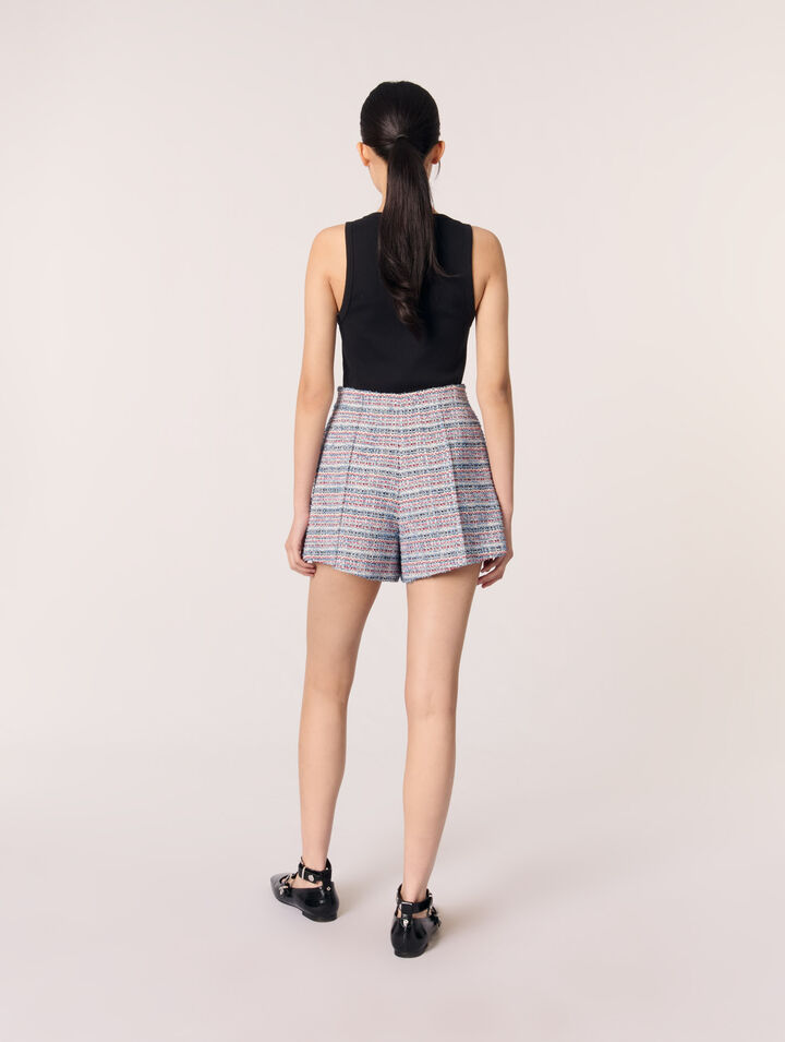 Tweed shorts with contrasting trim