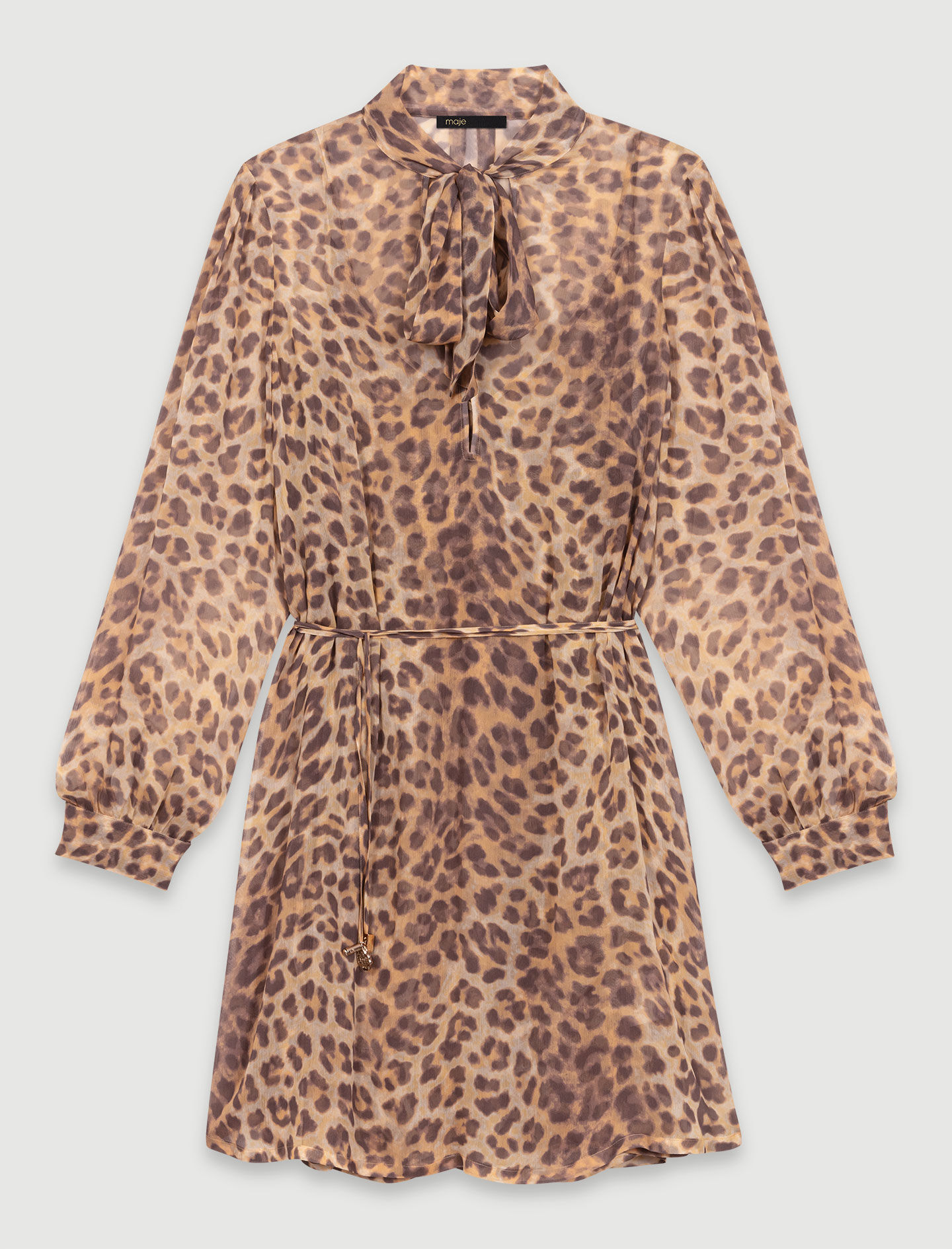 Maje long pleated dress in leopard print clearance