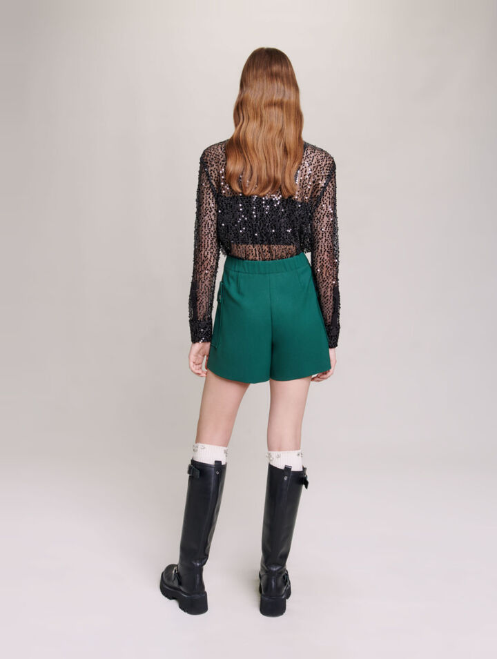 Sequinned cropped shirt