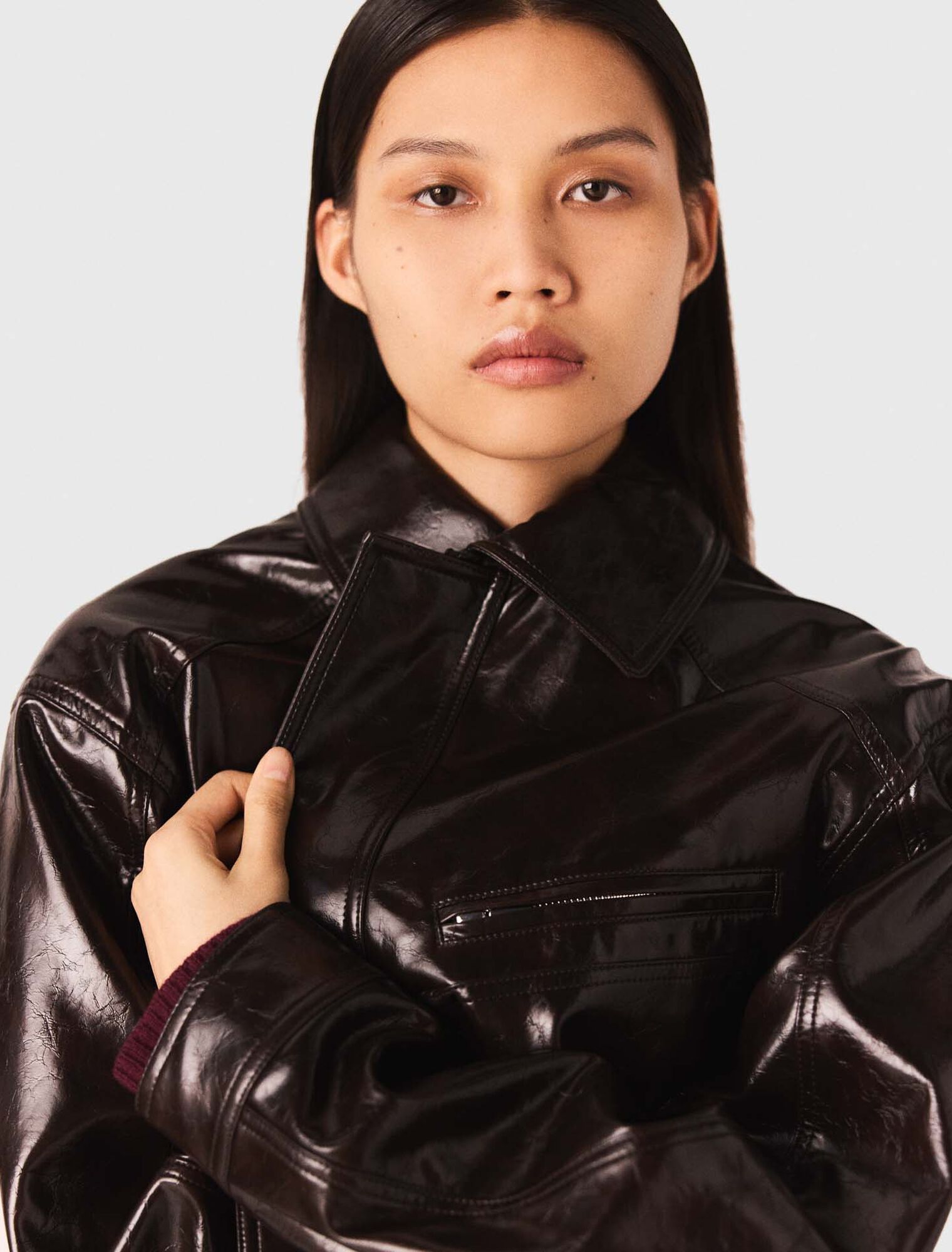 Cracked faux leather jacket