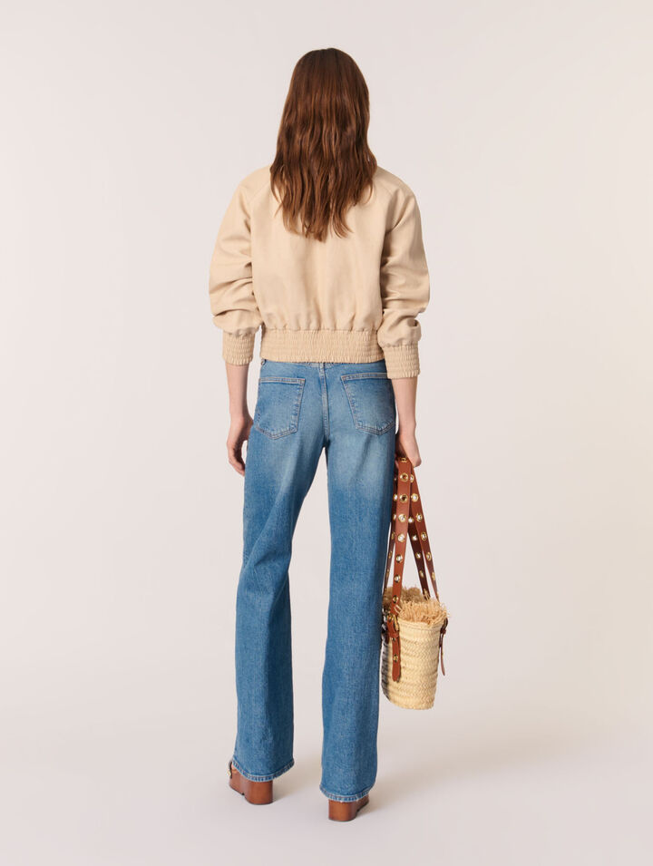 Linen and cotton bomber jacket