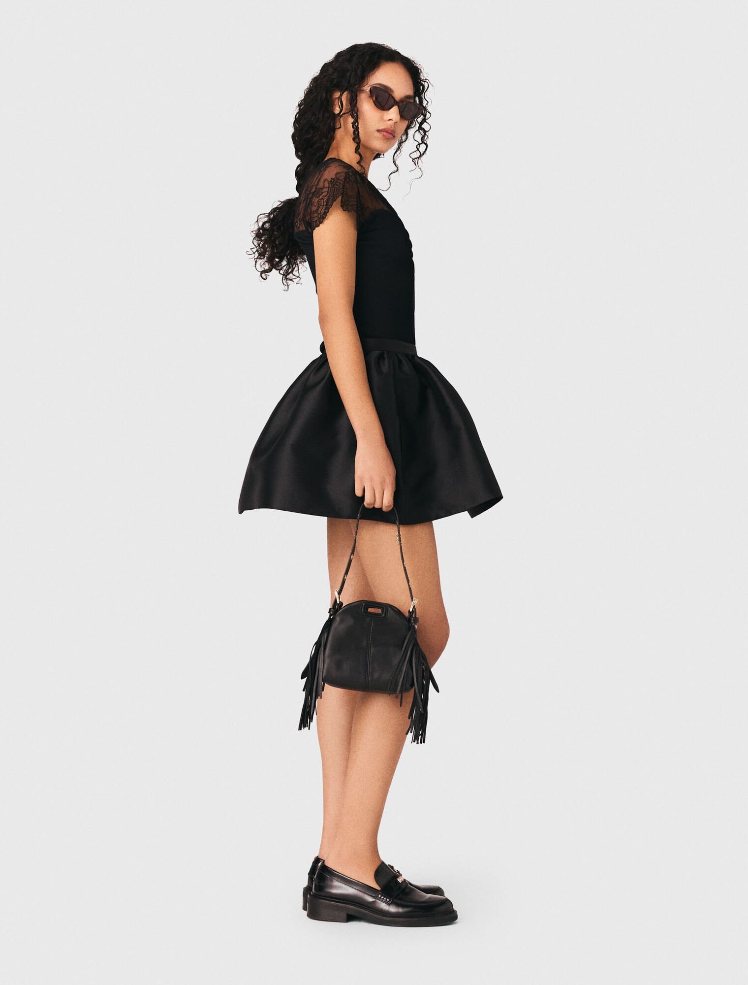 Jersey top with lace trim