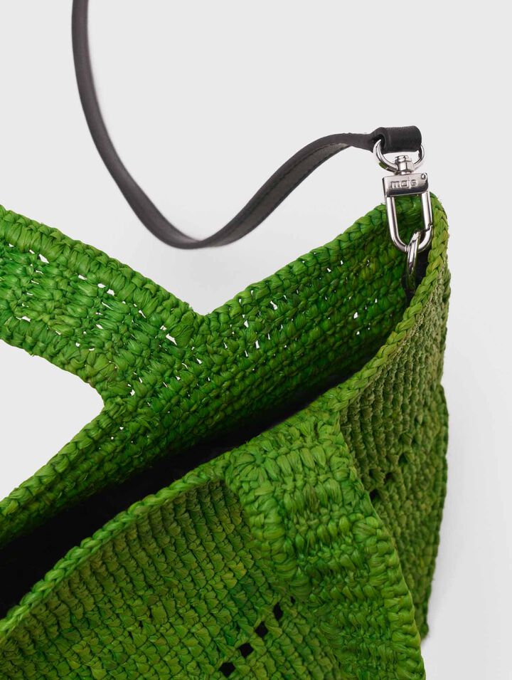 Natural raffia mini shopping bag