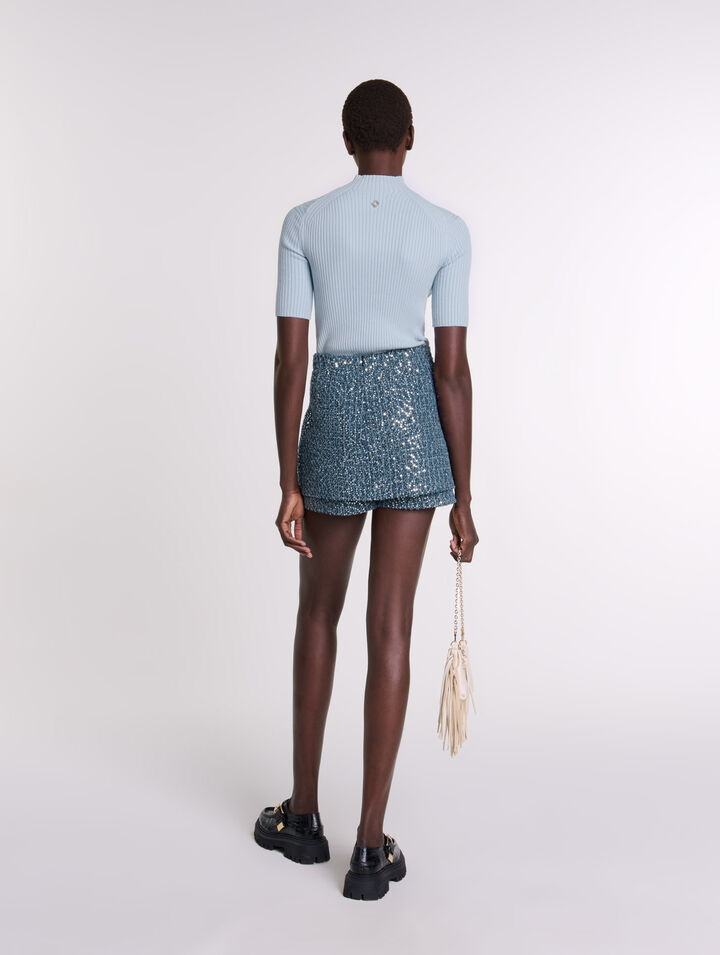 Cotton and silk ribbed top