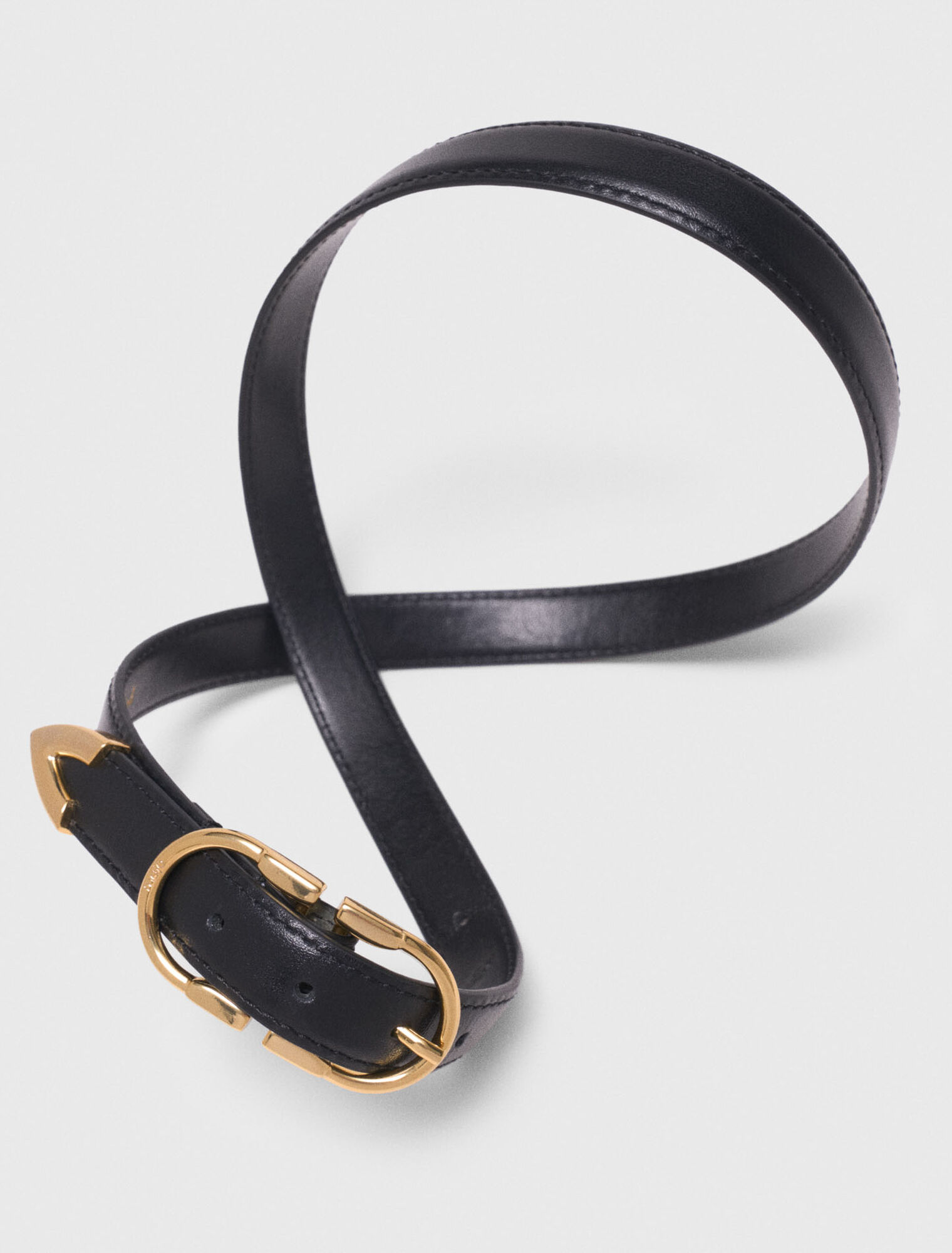 Double-buckle leather belt