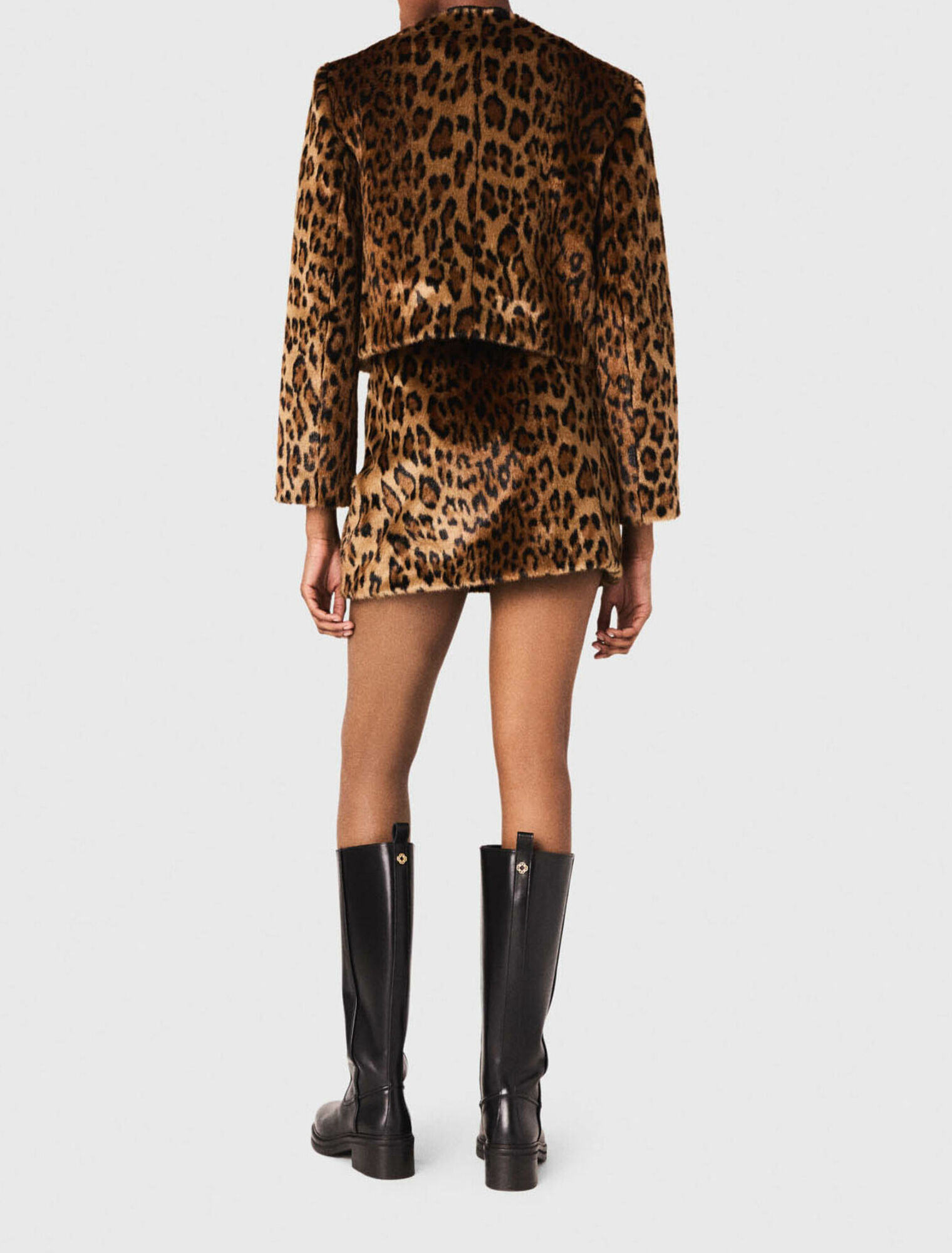 Leopard faux fur jacket