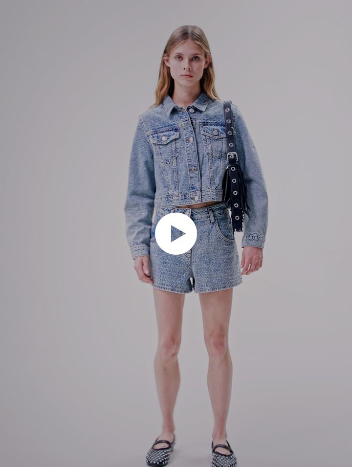 Diamond and jacquard denim shorts