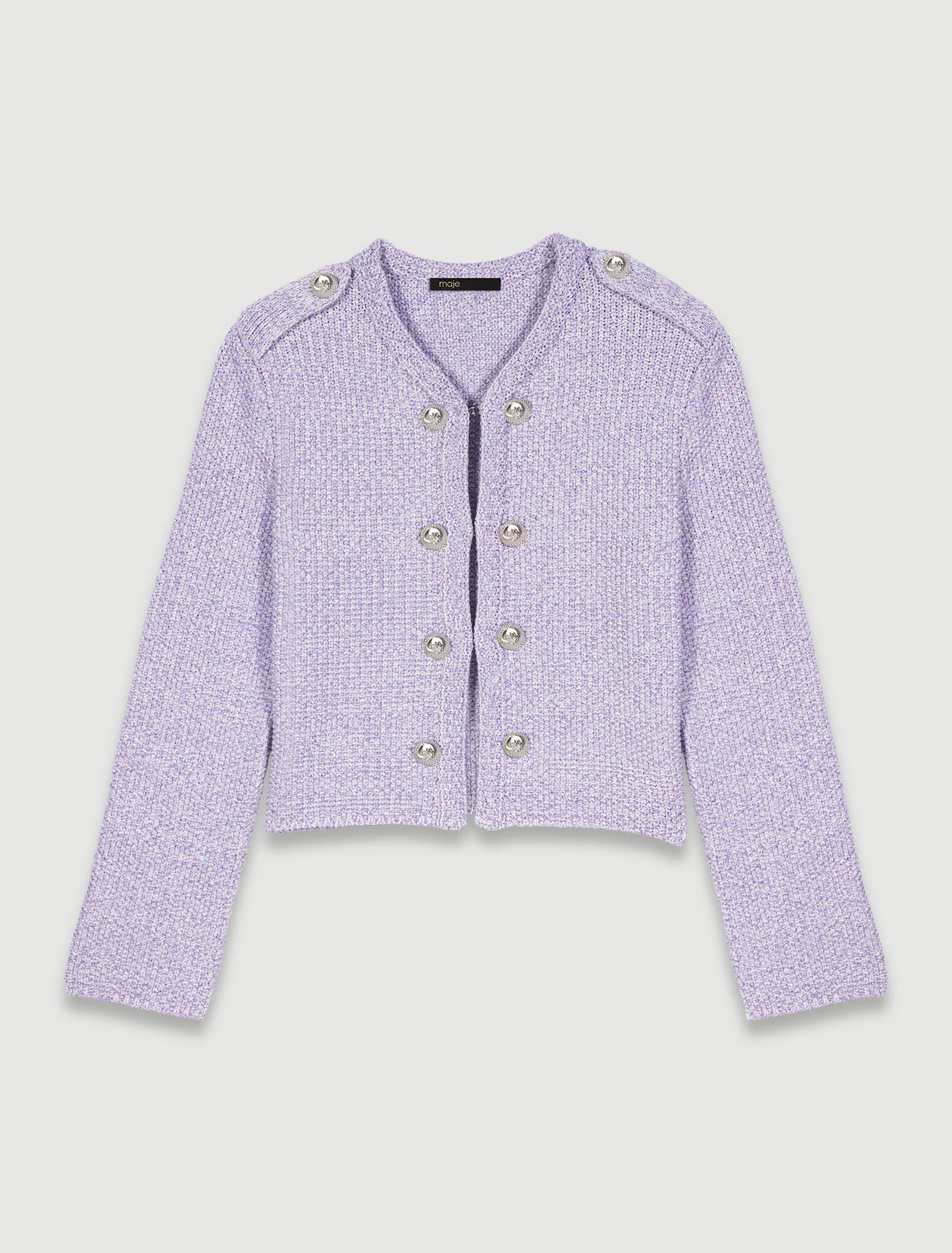 Cropped glitter knit cardigan