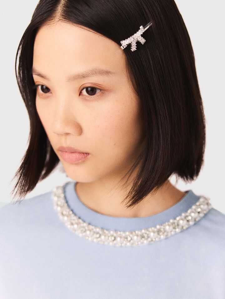 Rhinestone bow barrette