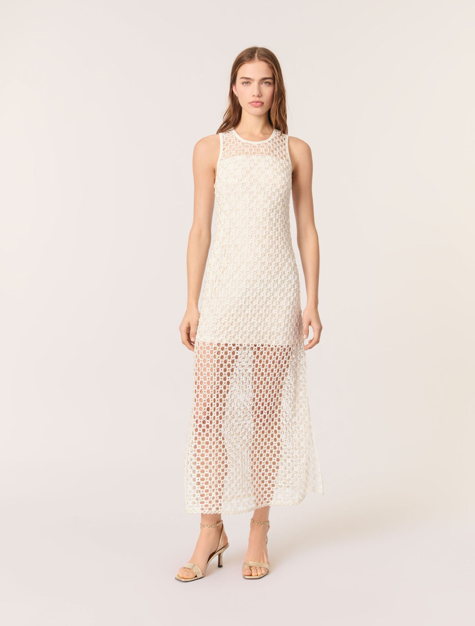 Beaded crochet maxi dress