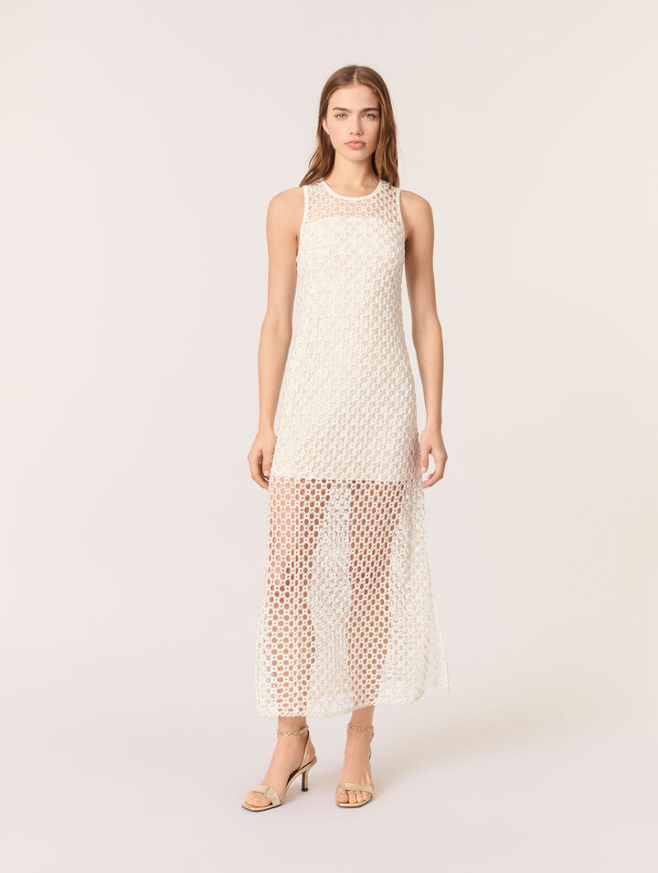 Beaded crochet maxi dress