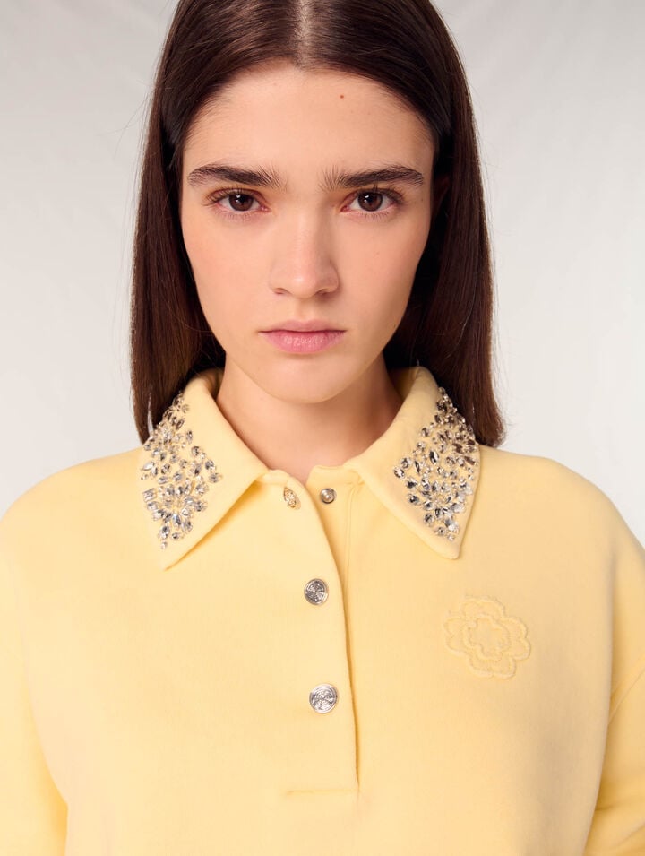 Jewellery collar cropped sweater