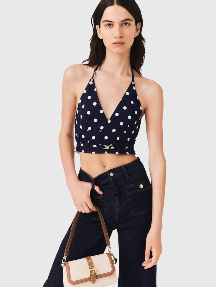 Backless linen blend top