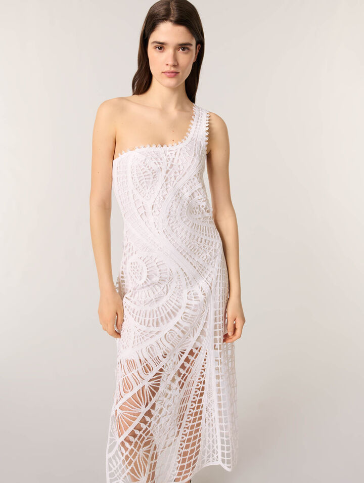 Asymmetrical crochet maxi dress