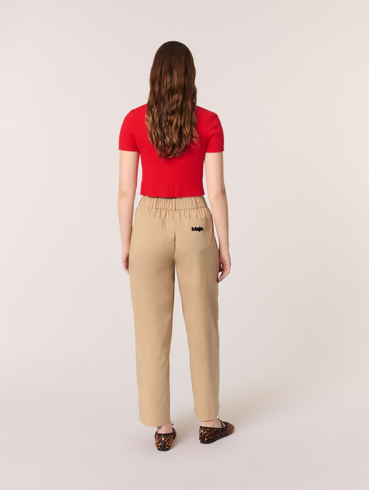 Wide-leg cotton trousers
