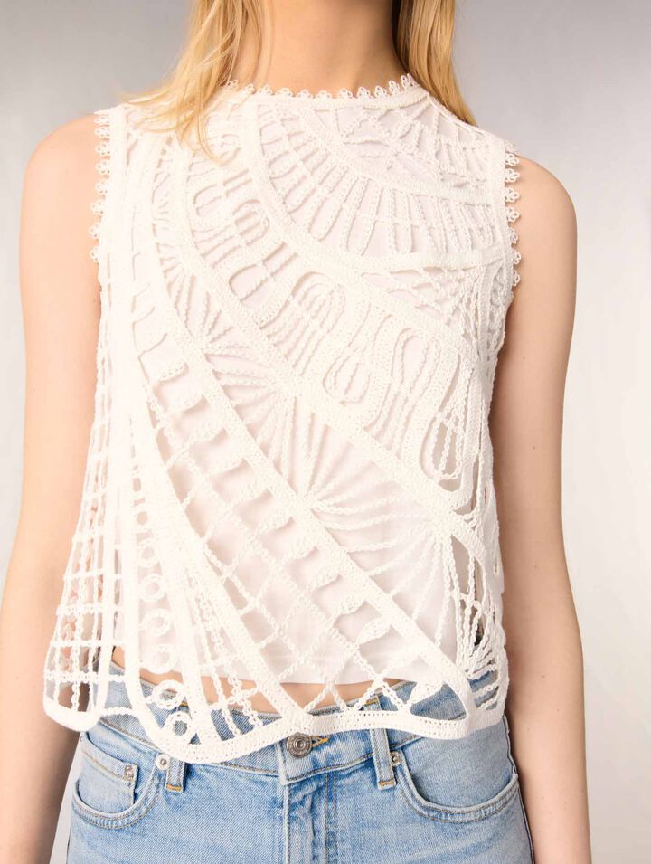 Crochet-knit top