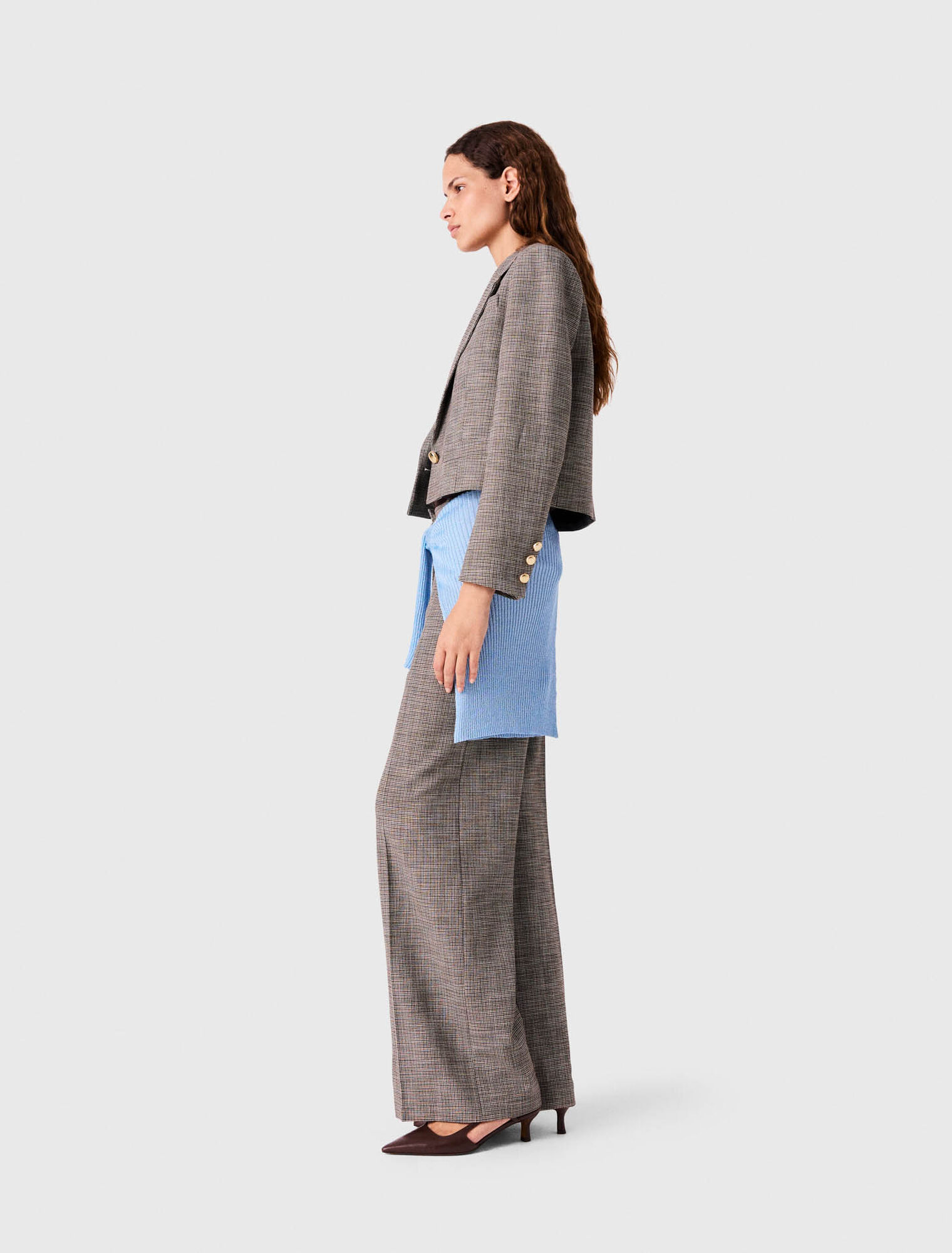 Short checked suit jacket