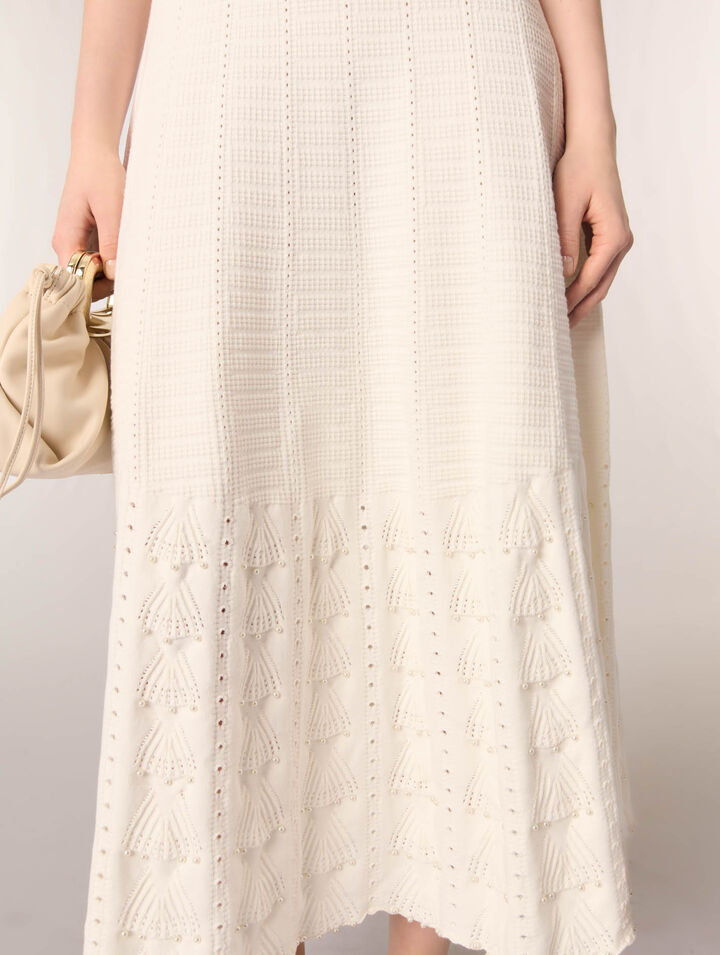 Beaded pointelle knit dress