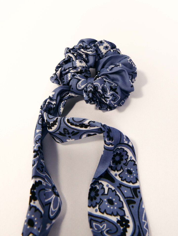 Scrunchie with printed ribbon scarf