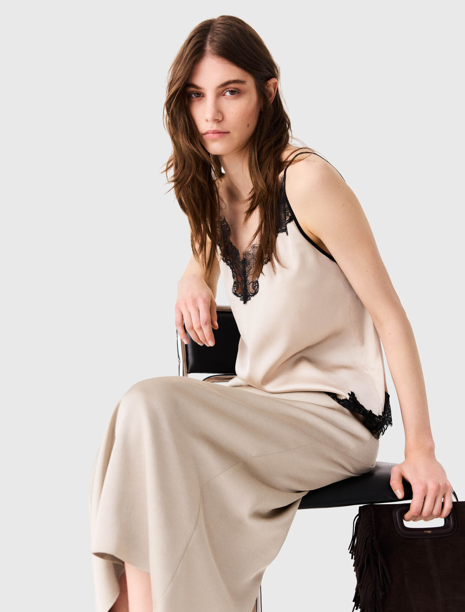 Satin pencil skirt