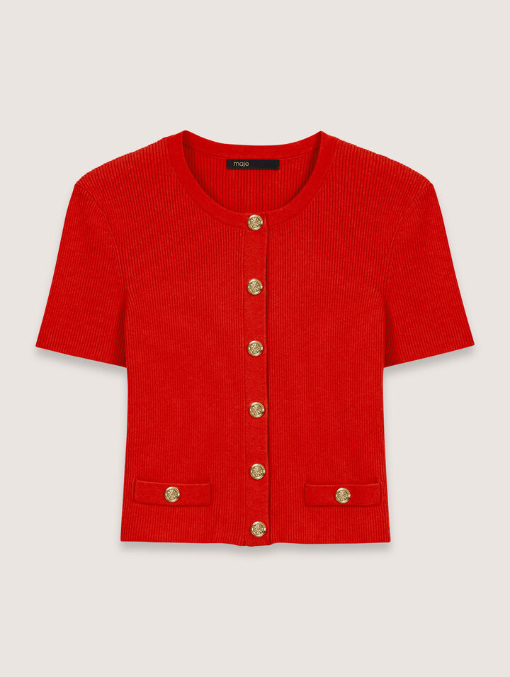 Cropped cardigan with gold buttons 