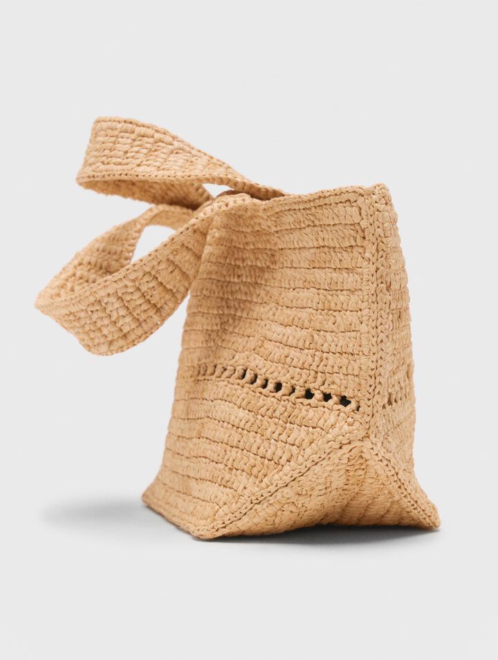 Natural raffia mini shopping bag