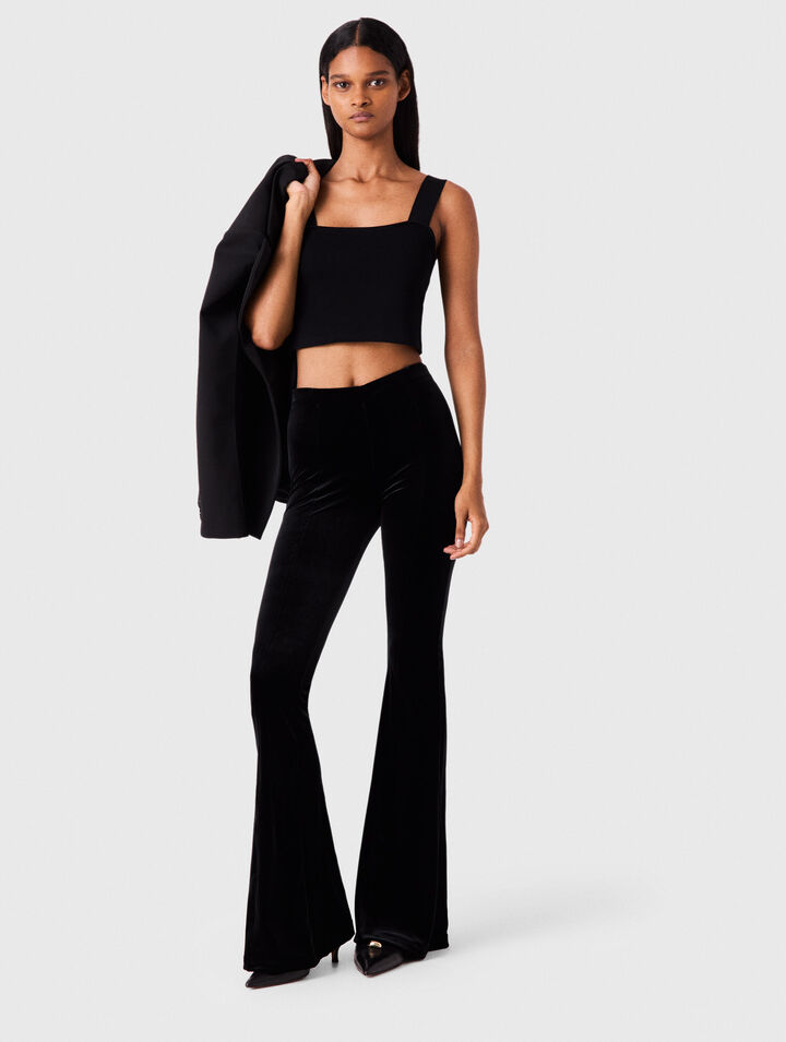 Stretch velour trousers