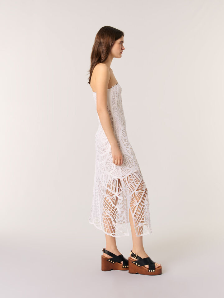 Asymmetrical crochet maxi dress