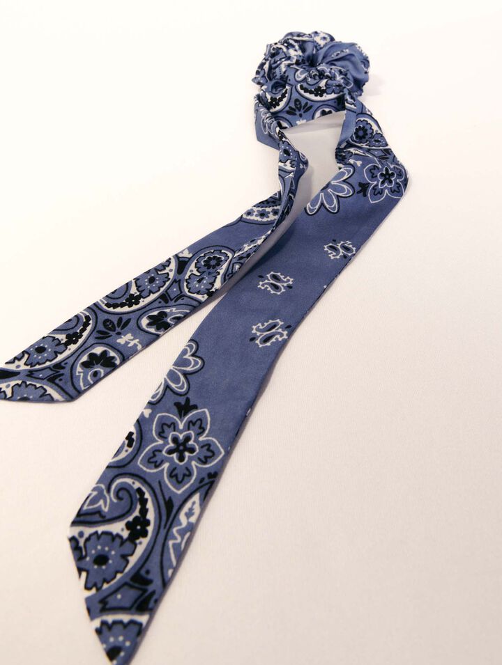 Scrunchie with printed ribbon scarf