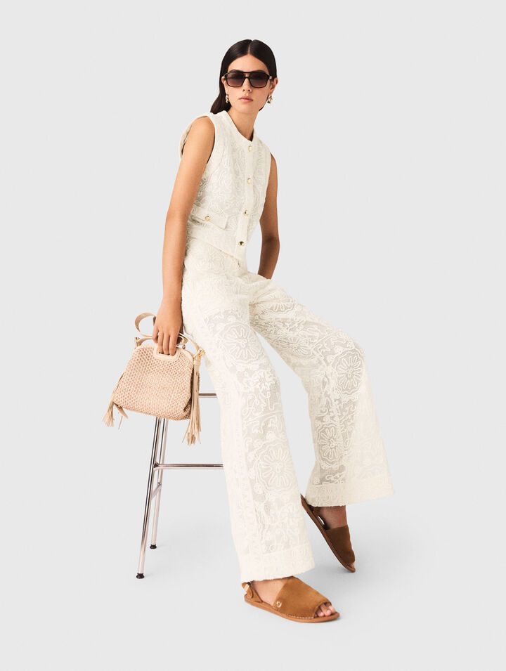Guipure lace trousers
