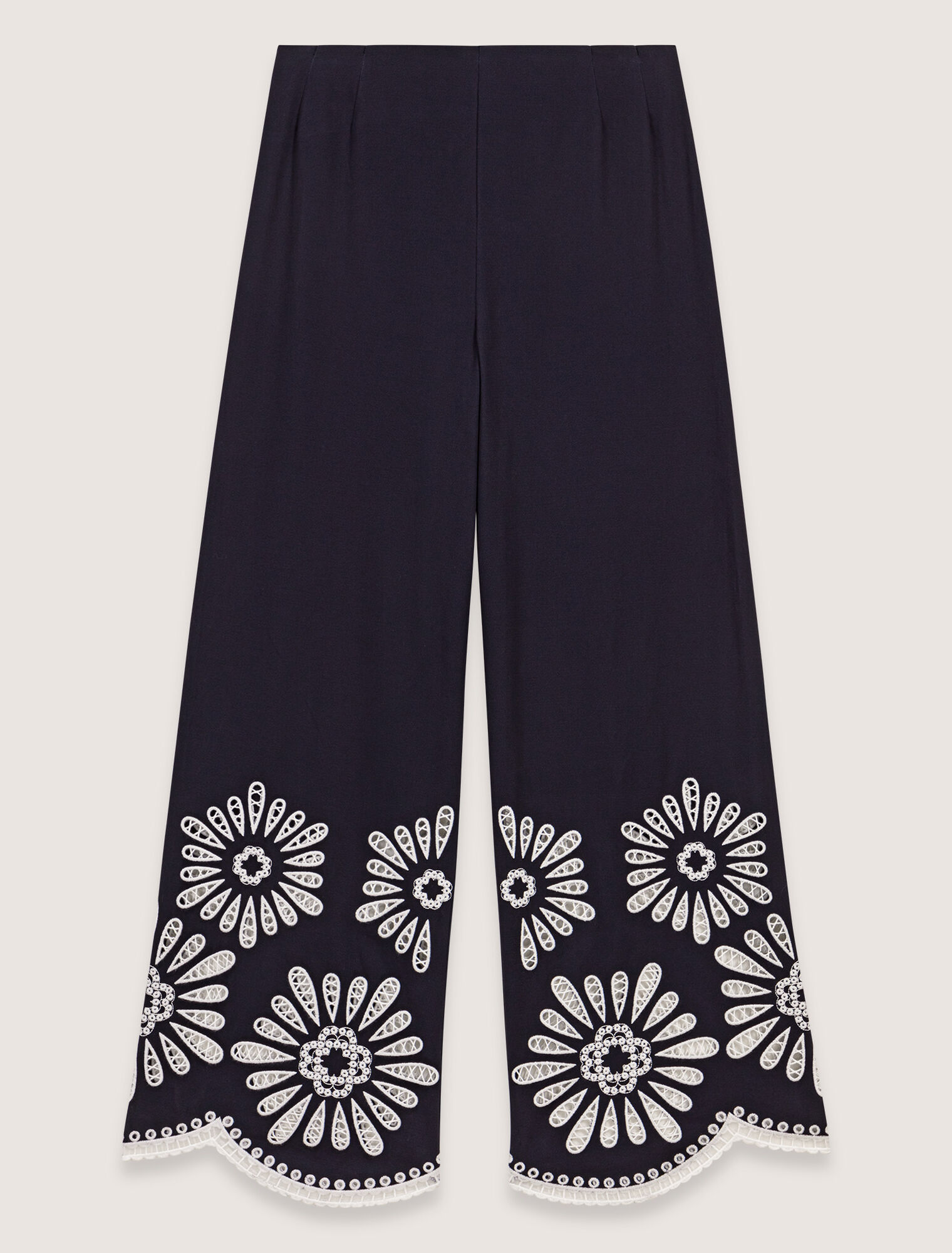 Trousers with crochet detail
