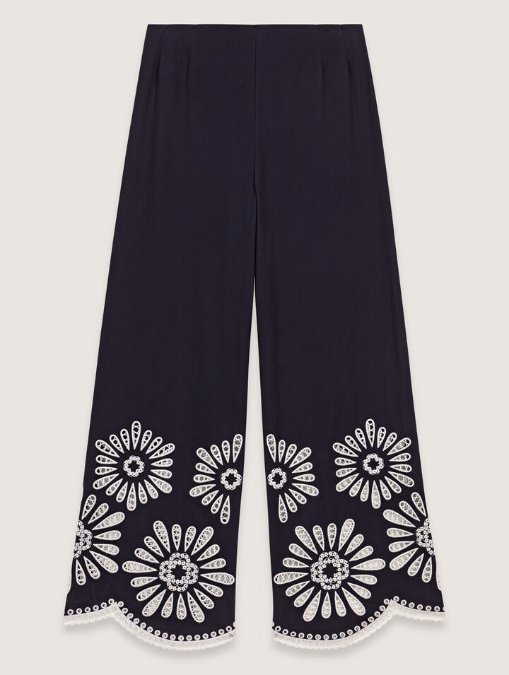 Trousers with crochet detail