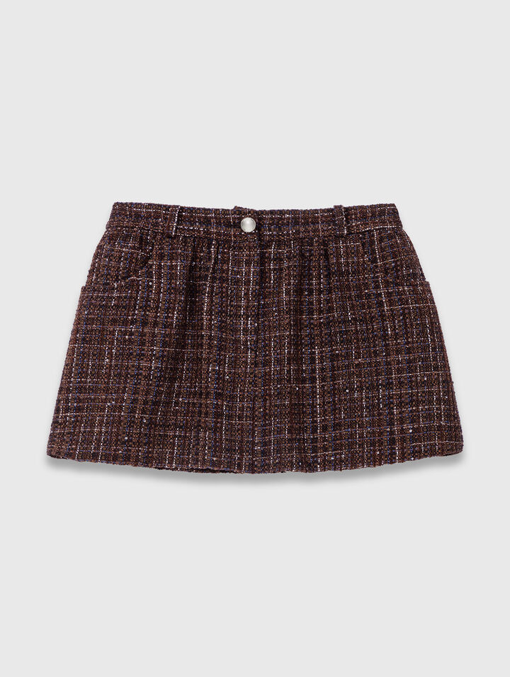 Tweed shorts with elasticated waistband