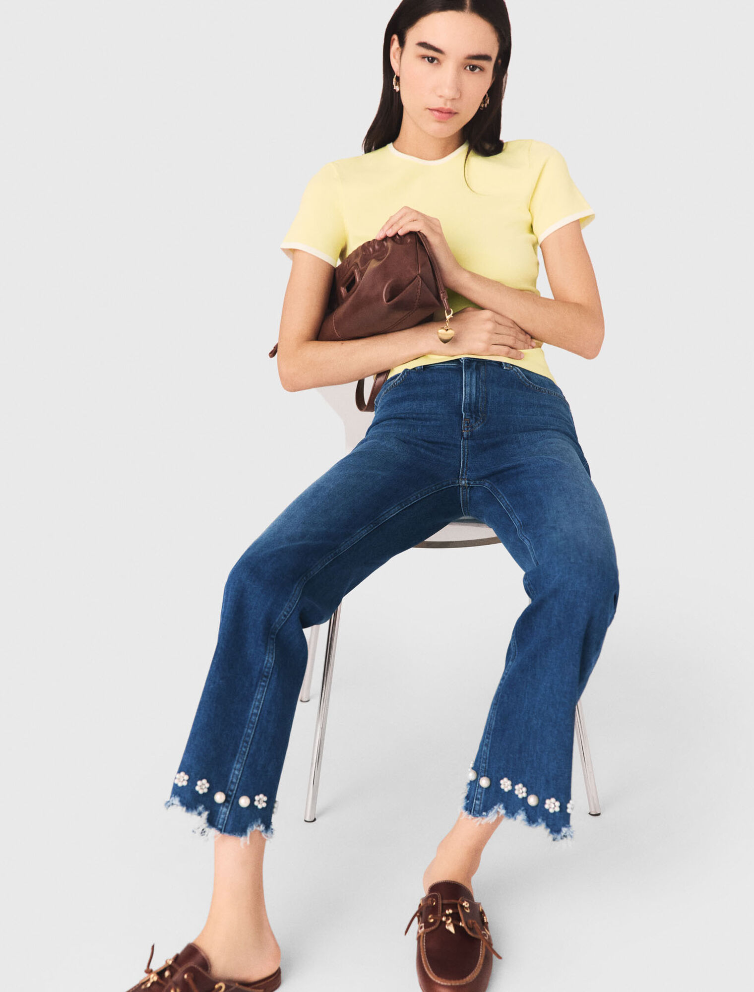 Beaded bootcut jeans